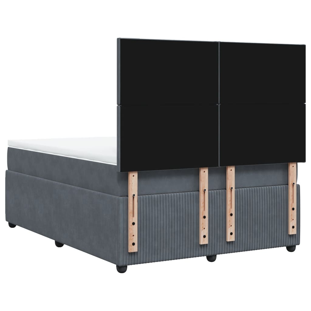 Boxspring met matras fluweel donkergrijs 140x190 cm