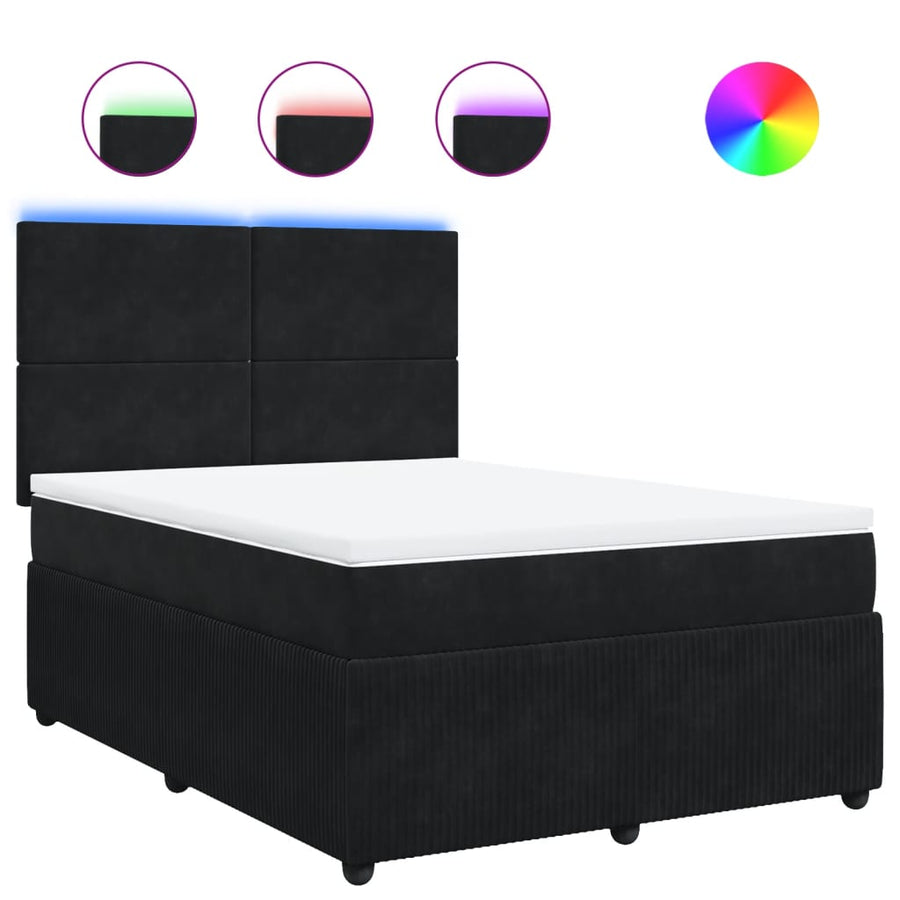 Boxspring met matras fluweel zwart 140x190 cm