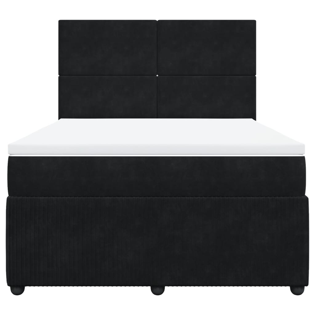 Boxspring met matras fluweel zwart 140x190 cm