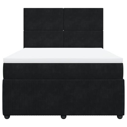 Boxspring met matras fluweel zwart 140x190 cm