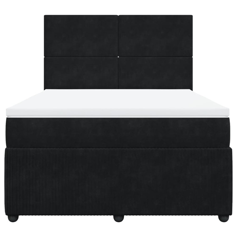Boxspring met matras fluweel zwart 140x190 cm