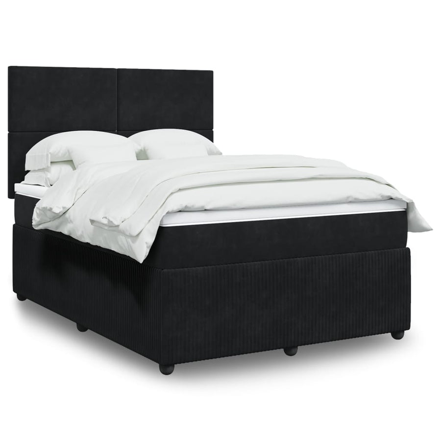 Boxspring met matras fluweel zwart 140x190 cm