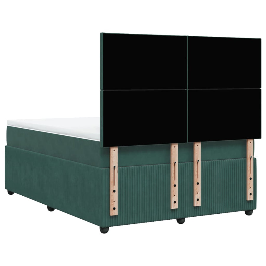 Boxspring met matras fluweel donkergroen 140x190 cm