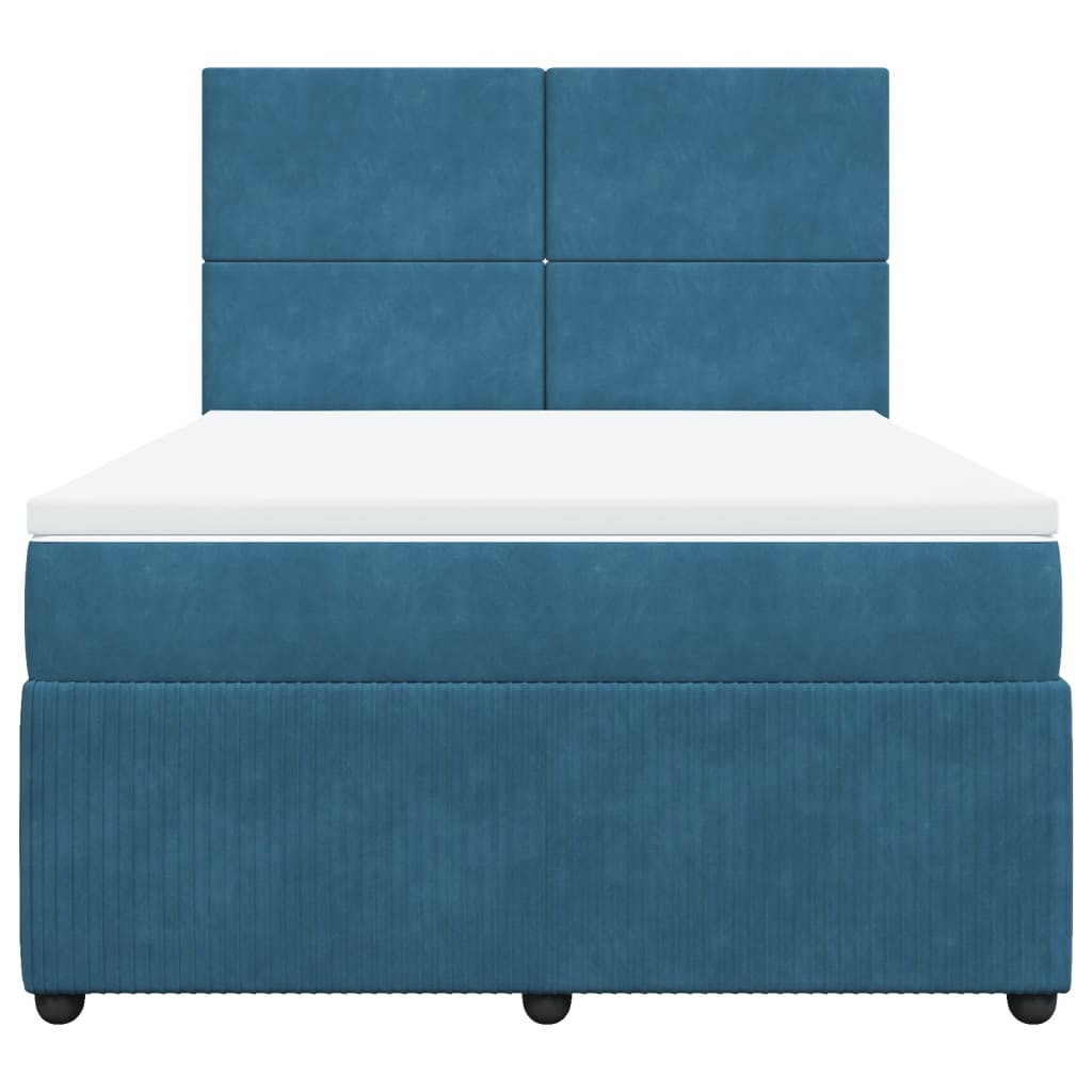 Boxspring met matras fluweel blauw 140x190 cm