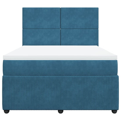 Boxspring met matras fluweel blauw 140x190 cm