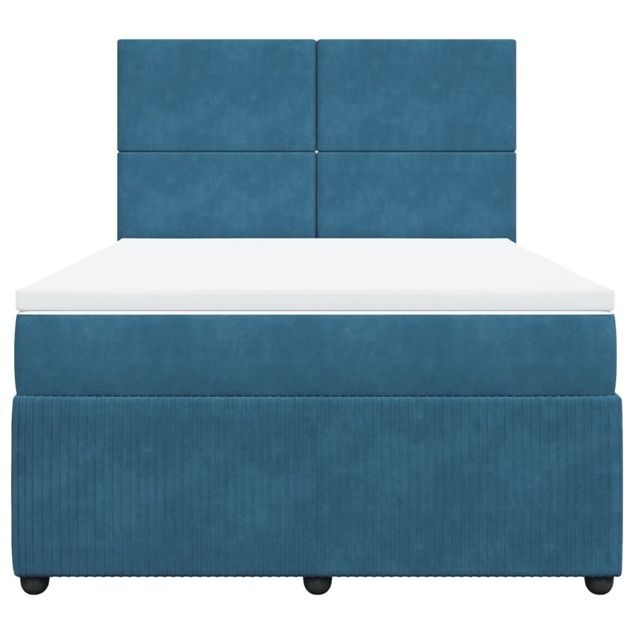 Boxspring met matras fluweel blauw 140x190 cm