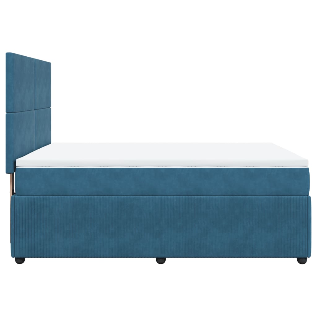 Boxspring met matras fluweel blauw 140x190 cm