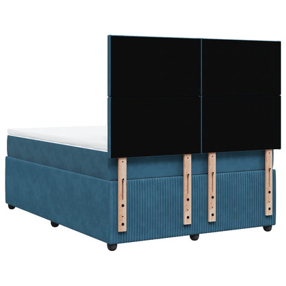 Boxspring met matras fluweel blauw 140x190 cm