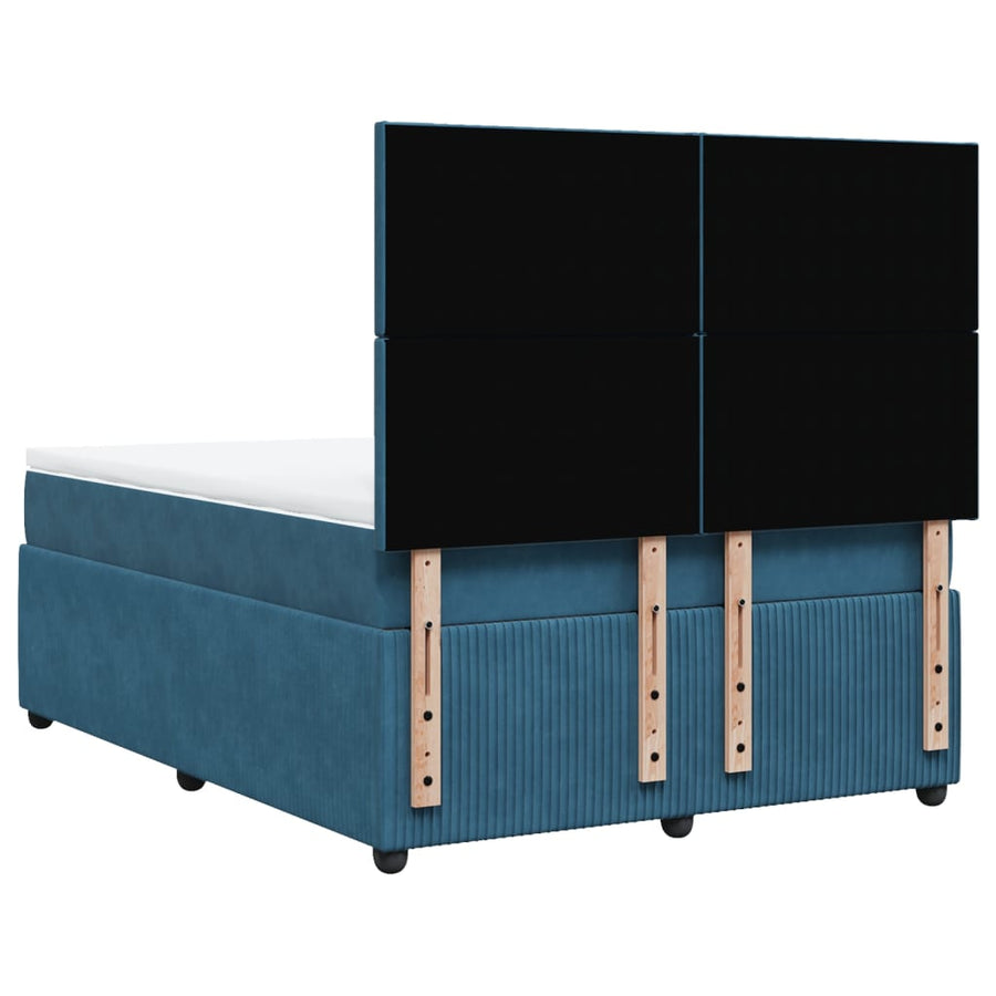 Boxspring met matras fluweel blauw 140x190 cm