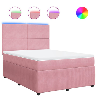 Boxspring met matras fluweel roze 140x190 cm