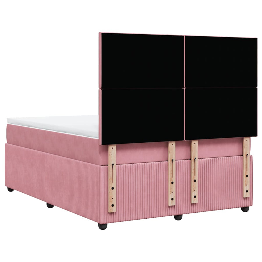 Boxspring met matras fluweel roze 140x190 cm