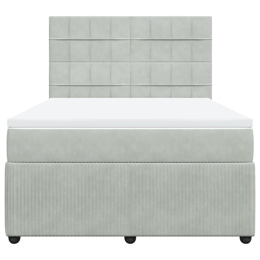 Boxspring met matras fluweel lichtgrijs 140x190 cm