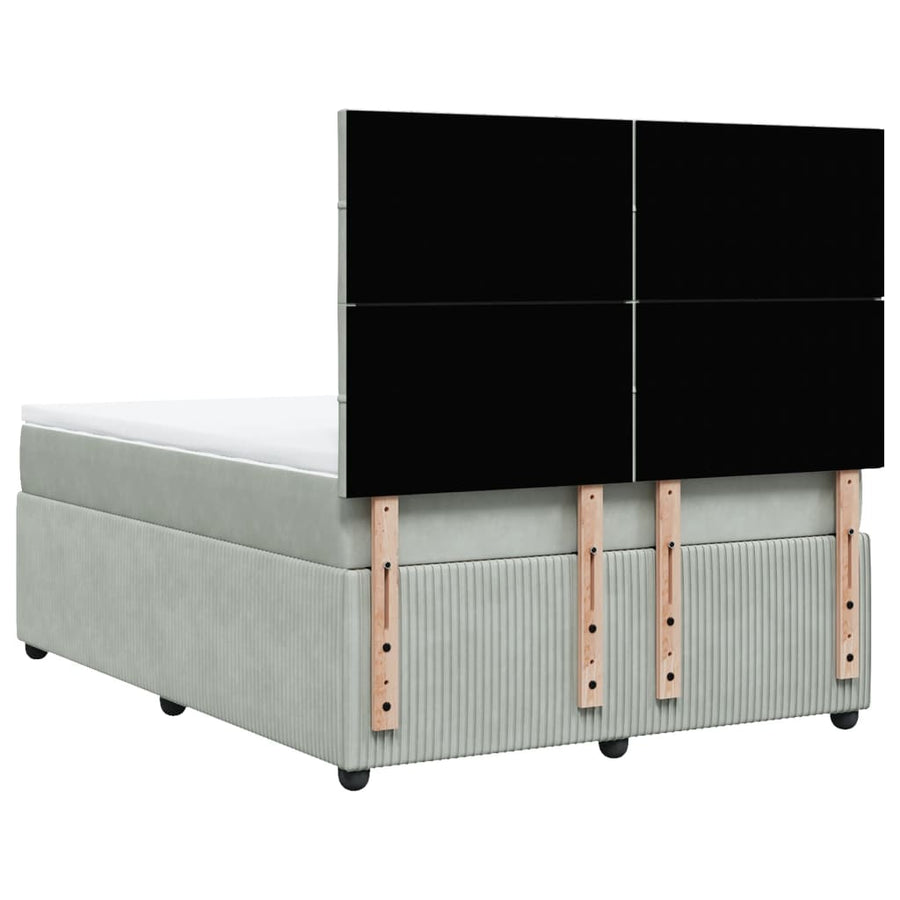 Boxspring met matras fluweel lichtgrijs 140x190 cm