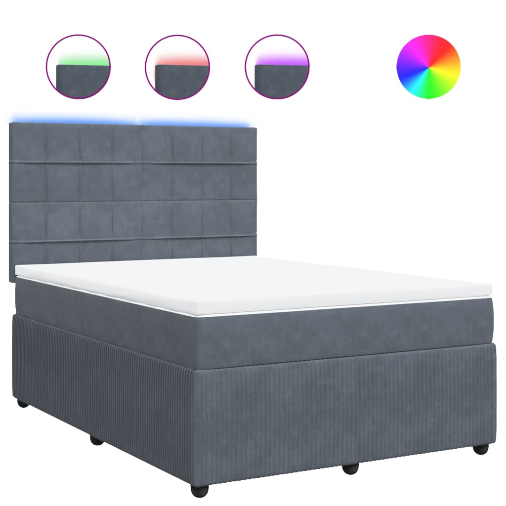 Boxspring met matras fluweel donkergrijs 140x190 cm
