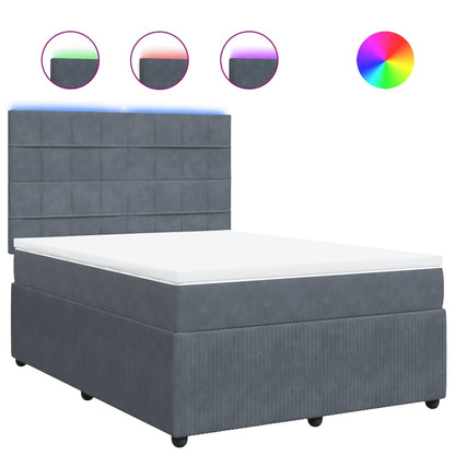 Boxspring met matras fluweel donkergrijs 140x190 cm