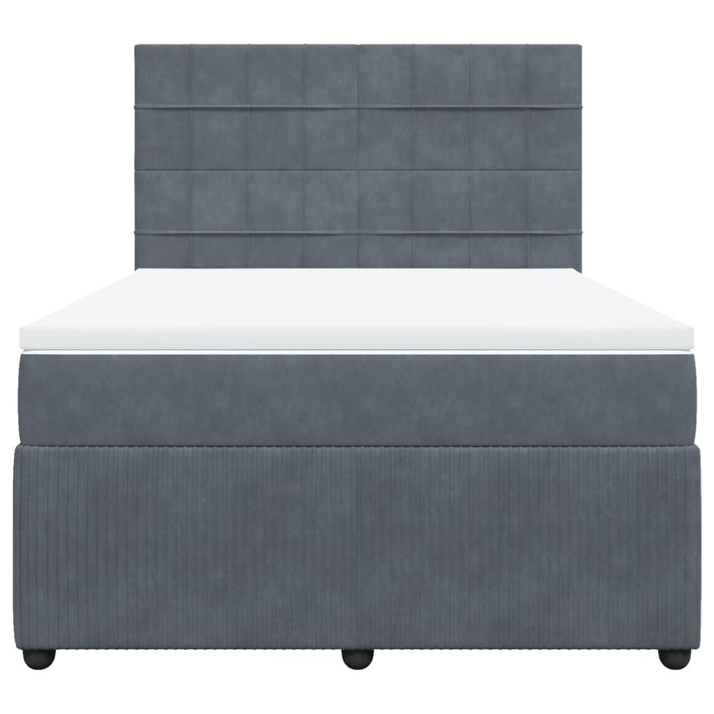 Boxspring met matras fluweel donkergrijs 140x190 cm