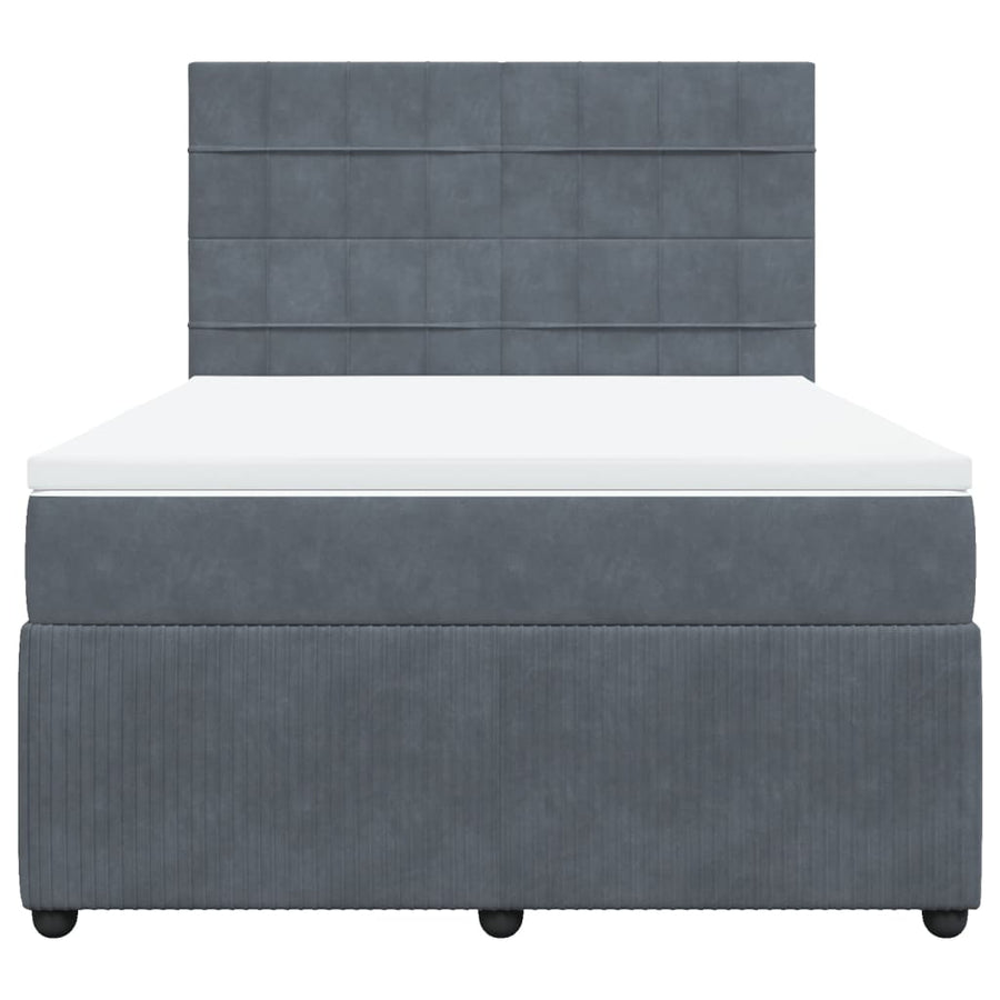 Boxspring met matras fluweel donkergrijs 140x190 cm