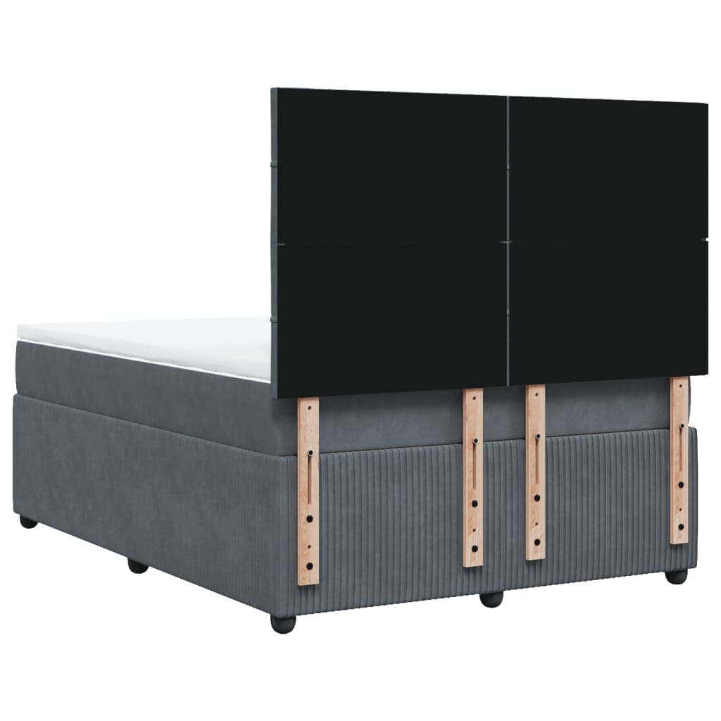 Boxspring met matras fluweel donkergrijs 140x190 cm