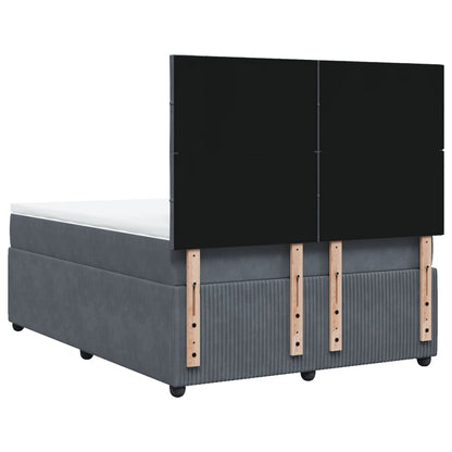 Boxspring met matras fluweel donkergrijs 140x190 cm
