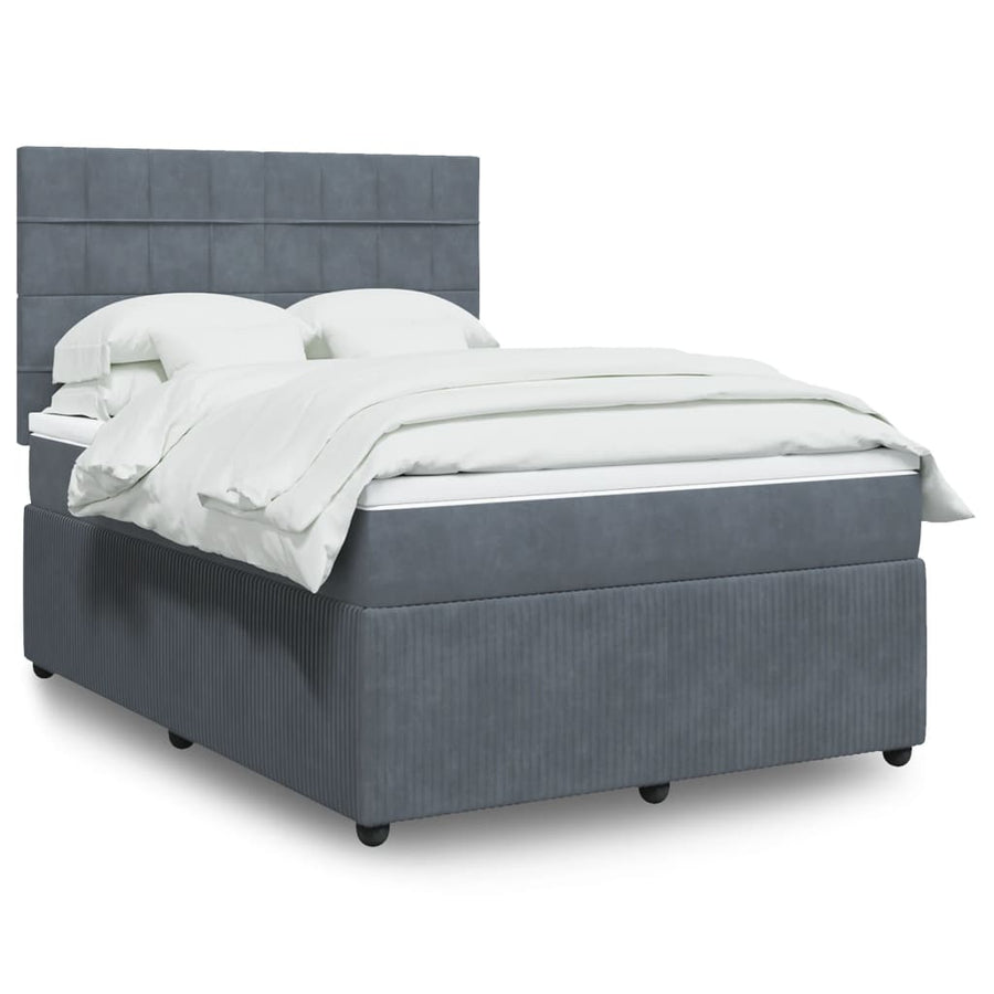 Boxspring met matras fluweel donkergrijs 140x190 cm