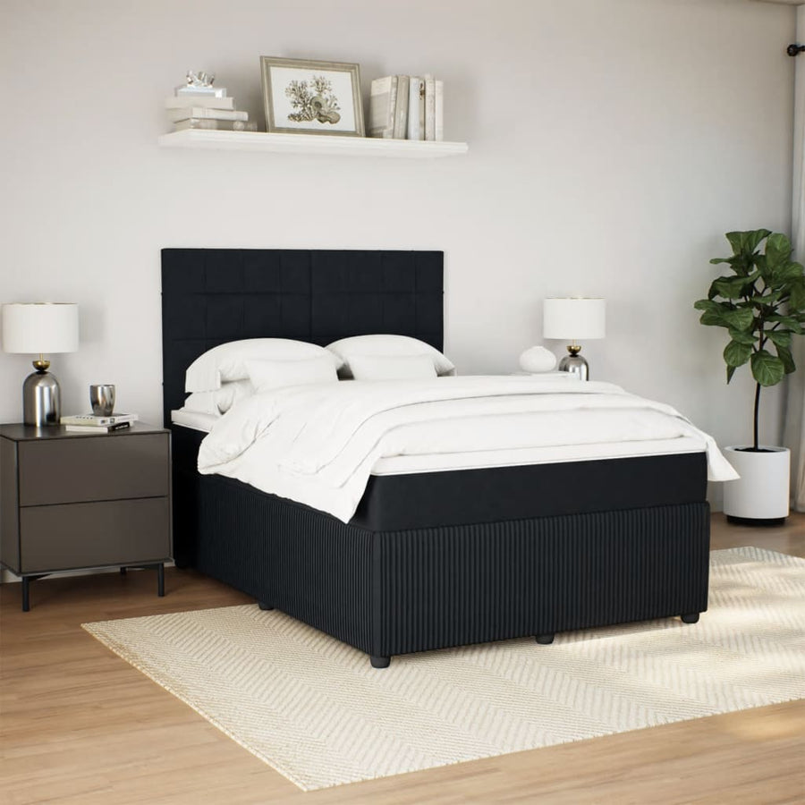 Boxspring met matras fluweel zwart 140x190 cm