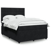 Box spring with velvet mattress black 140x190 cm