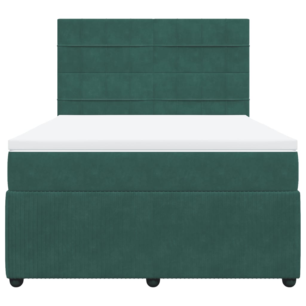Boxspring met matras fluweel donkergroen 140x190 cm
