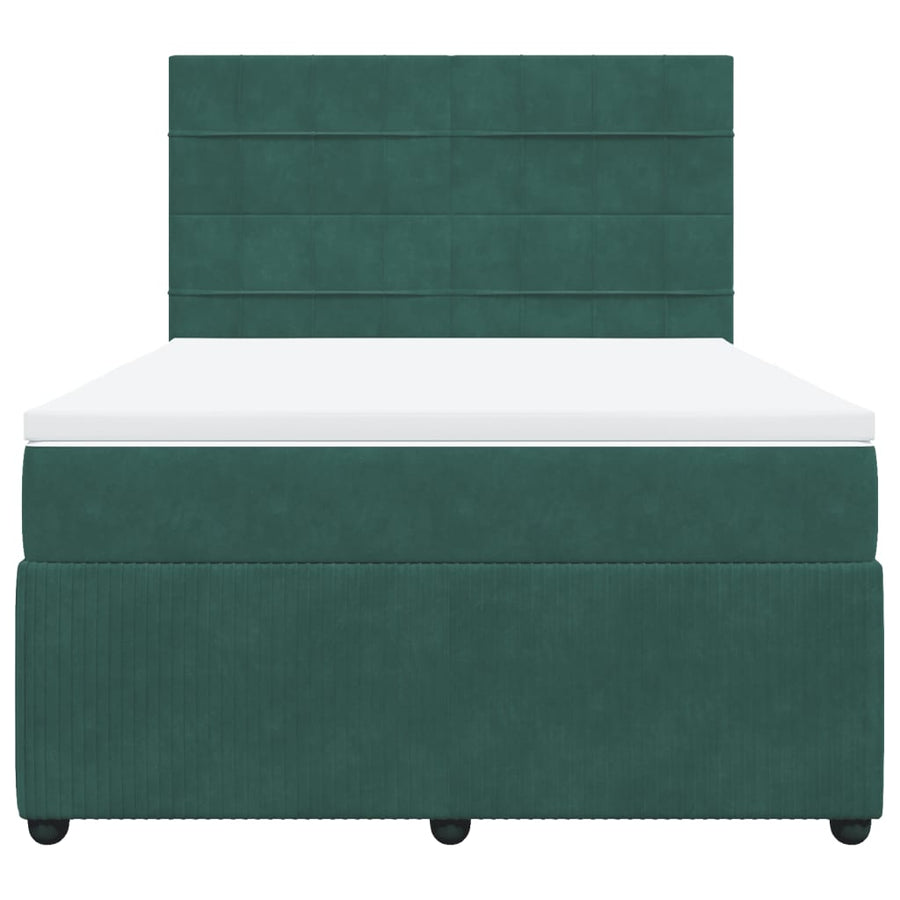 Boxspring met matras fluweel donkergroen 140x190 cm