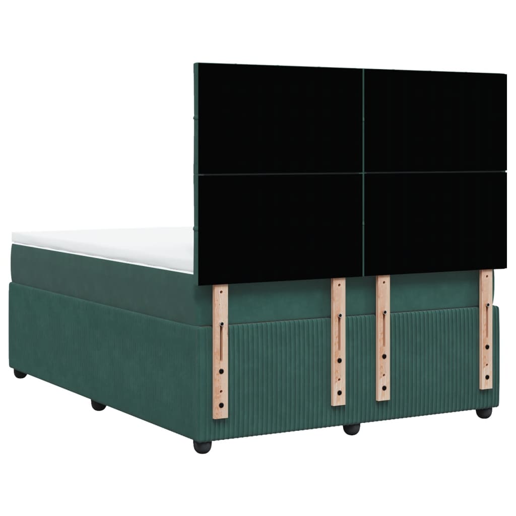 Boxspring met matras fluweel donkergroen 140x190 cm