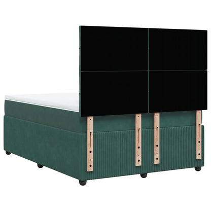 Boxspring met matras fluweel donkergroen 140x190 cm