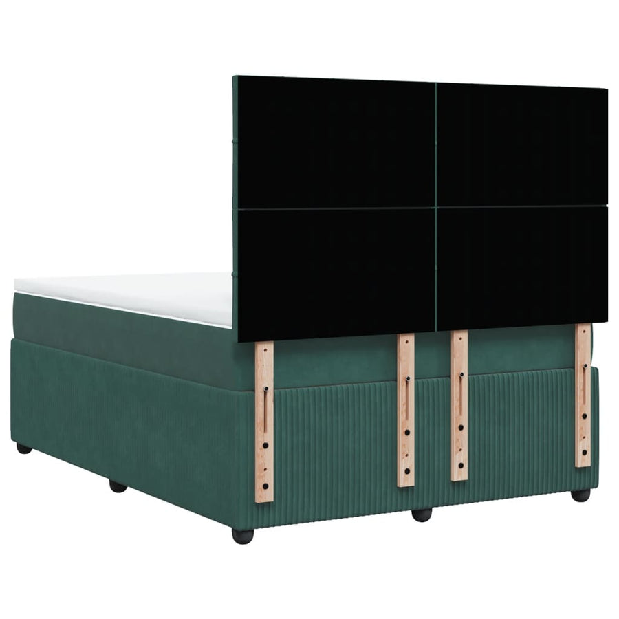 Boxspring met matras fluweel donkergroen 140x190 cm