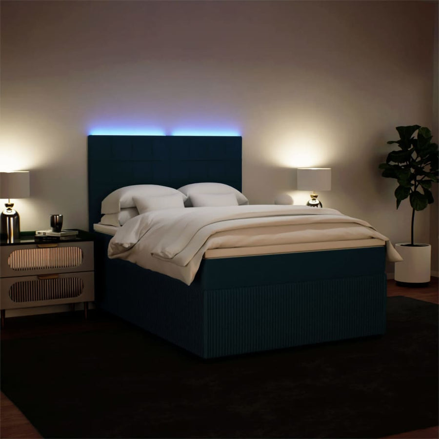 Boxspring met matras fluweel blauw 140x190 cm