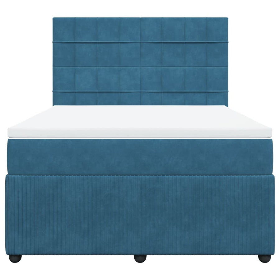 Boxspring met matras fluweel blauw 140x190 cm
