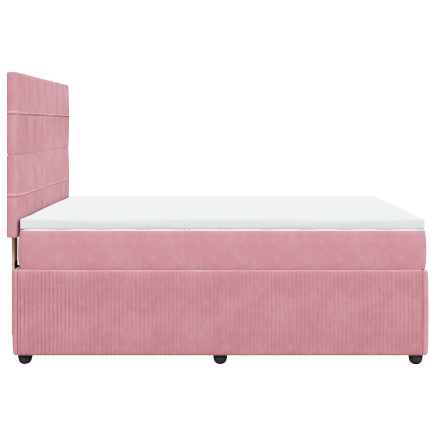 Boxspring met matras fluweel roze 140x190 cm