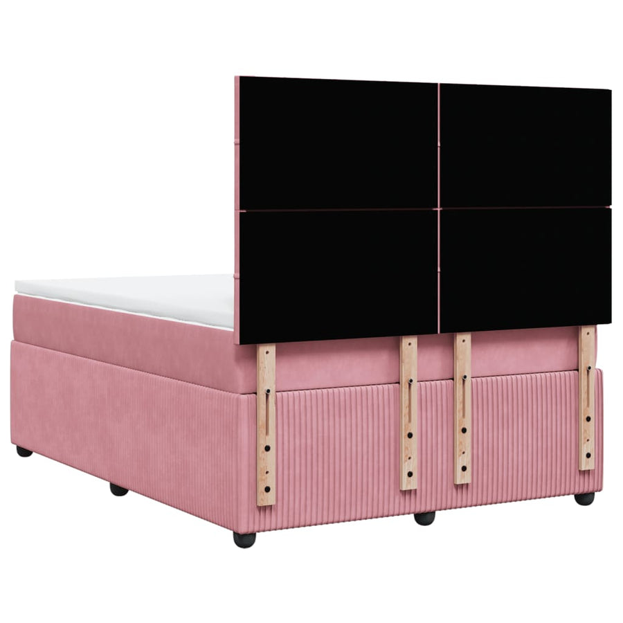 Boxspring met matras fluweel roze 140x190 cm