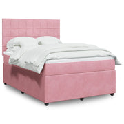 Velvet Pink Box Spring with Mattress 140x190 cm