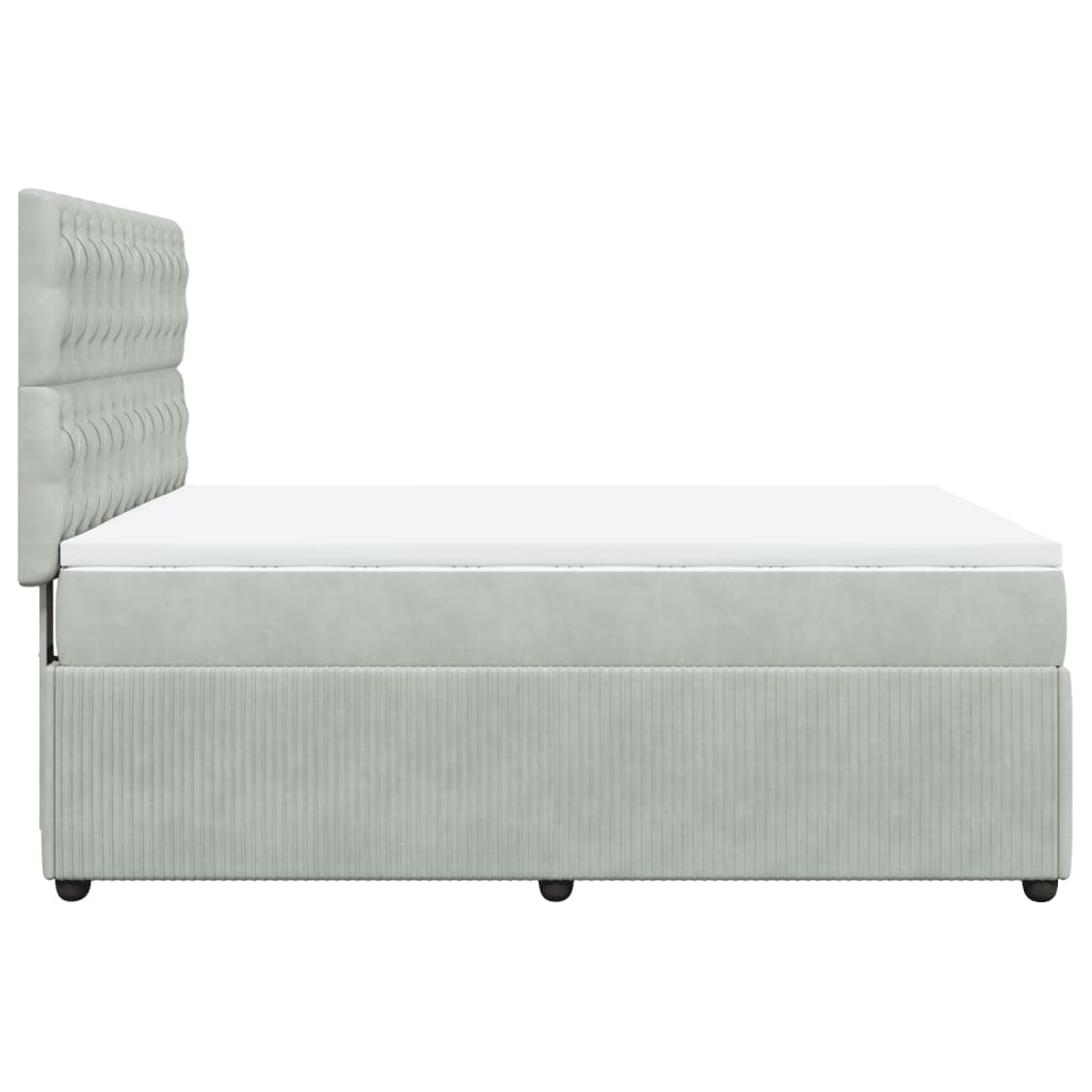 Boxspring met matras fluweel lichtgrijs 140x190 cm