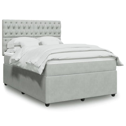 Boxspring met matras fluweel lichtgrijs 140x190 cm