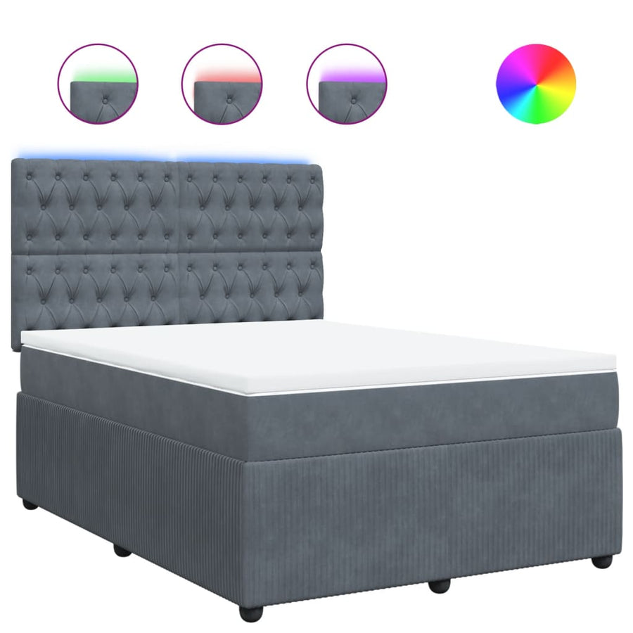 Boxspring met matras fluweel donkergrijs 140x190 cm
