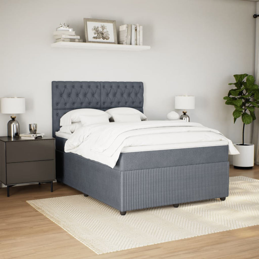 Boxspring met matras fluweel donkergrijs 140x190 cm