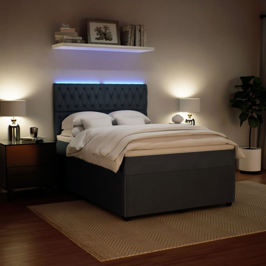 Boxspring met matras fluweel donkergrijs 140x190 cm