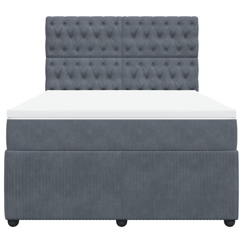 Boxspring met matras fluweel donkergrijs 140x190 cm