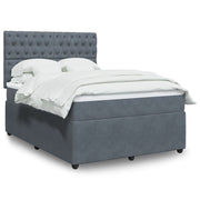 Boxspring met matras donkergrijs 140x190 cm