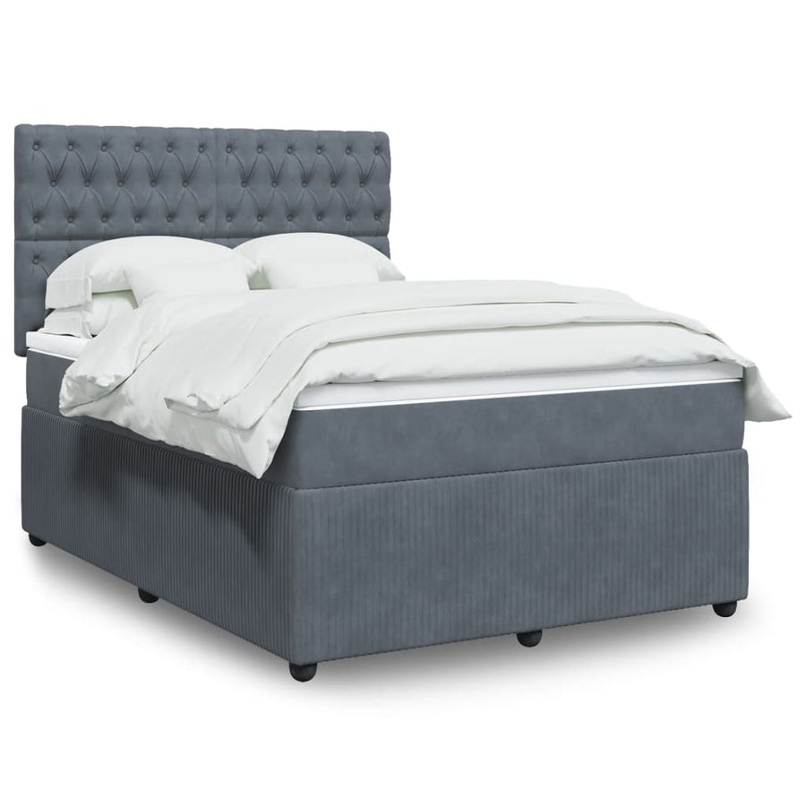 Boxspring met matras fluweel donkergrijs 140x190 cm