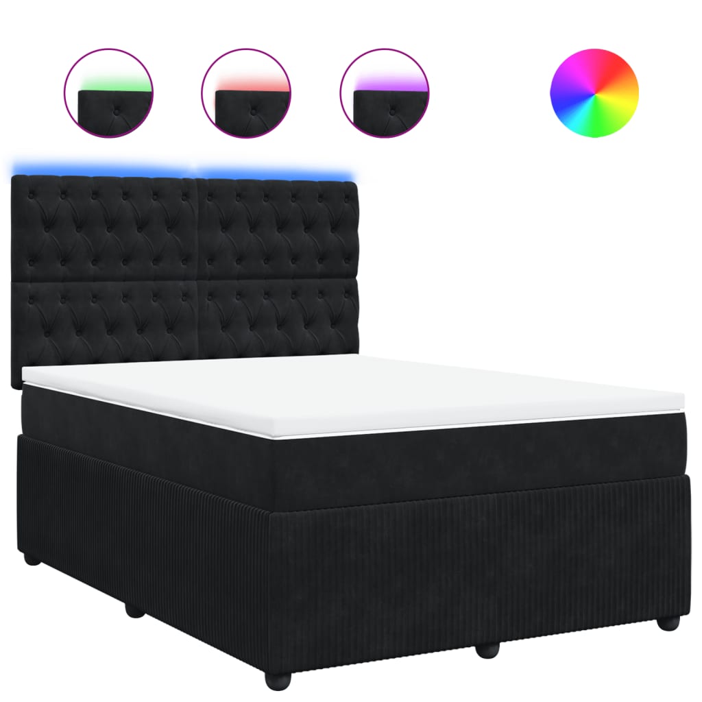 Boxspring met matras fluweel zwart 140x190 cm
