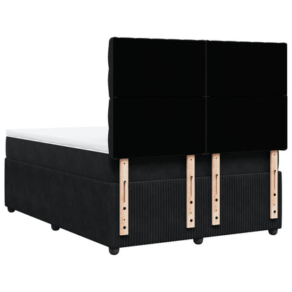 Boxspring met matras fluweel zwart 140x190 cm