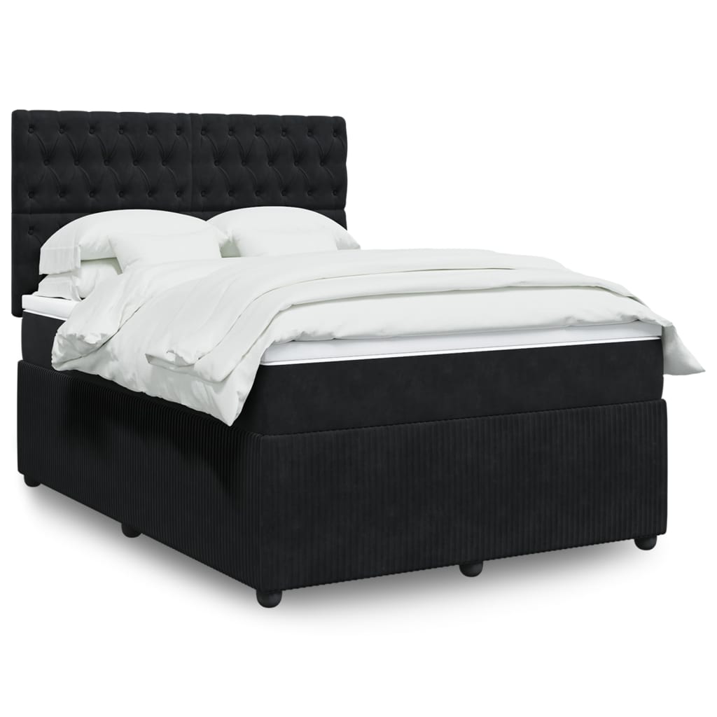 Boxspring met matras fluweel zwart 140x190 cm