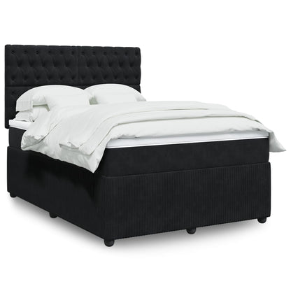 Boxspring met matras fluweel zwart 140x190 cm