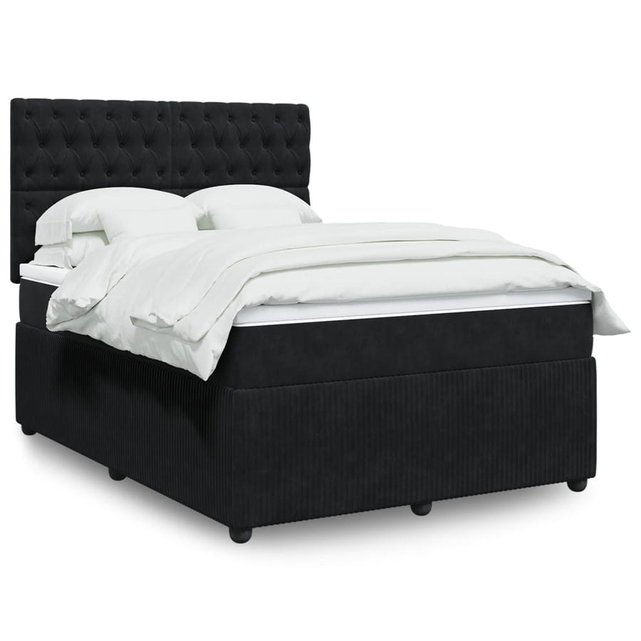 Boxspring met matras fluweel zwart 140x190 cm