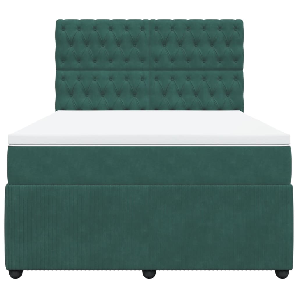Boxspring met matras fluweel donkergroen 140x190 cm